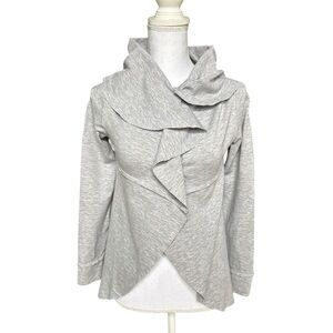 Kensie Light Gray Cowl Neck ruffle front blouse